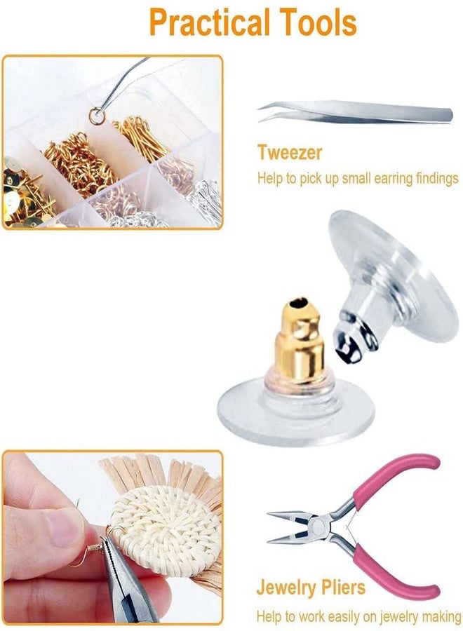 DIY Crafts 250 Grm, Silver, Earring Making Earring Hooks Open Jump Rings Earring Backs Head Eye Pins Tweezers Pliers Opener for Necklace Earring Bracelet Jewelry Making & (250 Grm, Silver) - Image 3